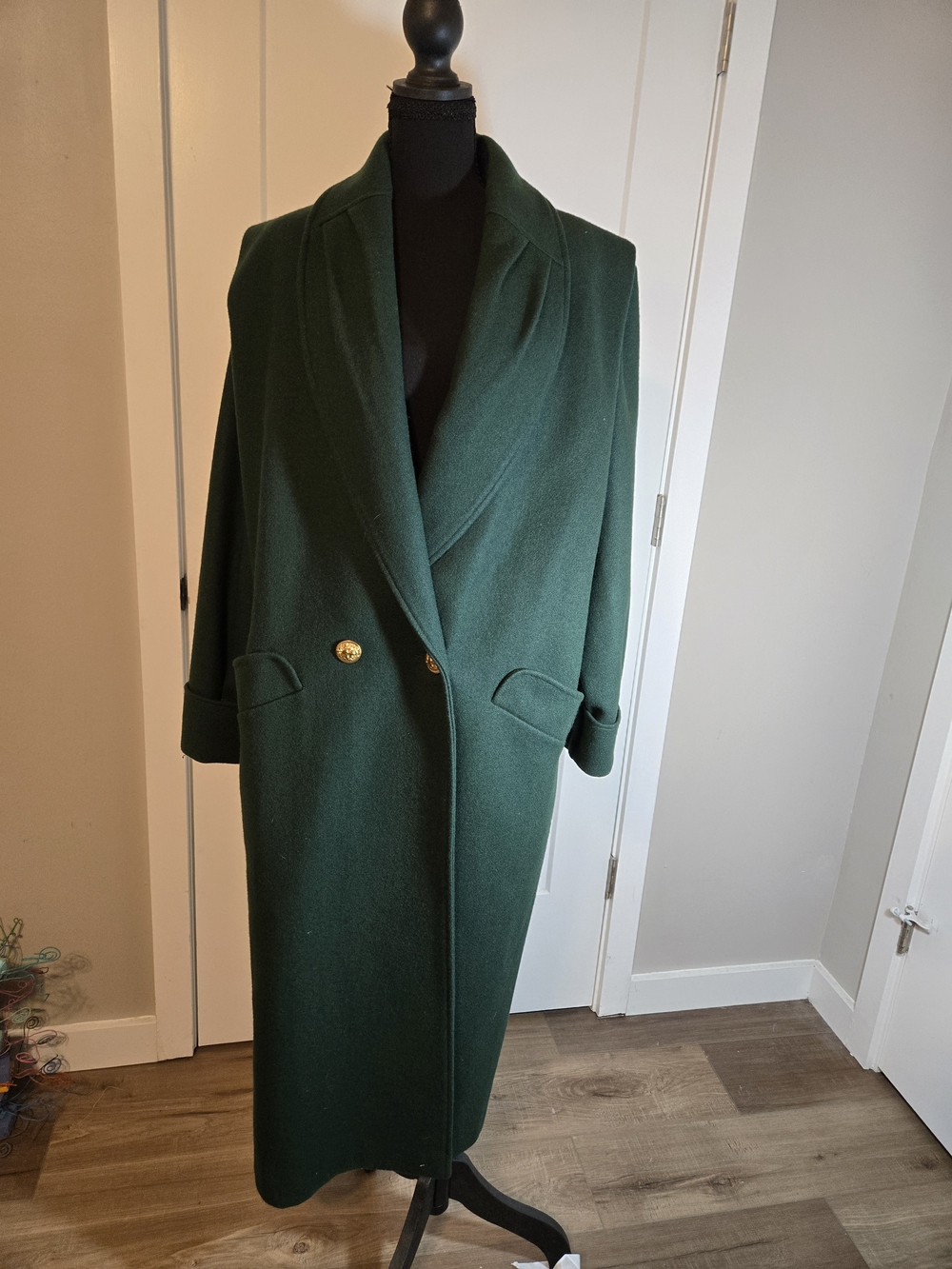 Vintage Donnybrook Emerald Green Wool Blend Power Shoulder Coat